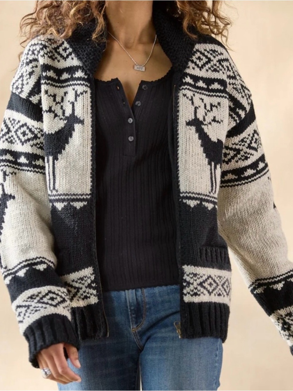 Lost Horizons “Woodland Stag Cardigan”Women’s XS, 100% WOOL